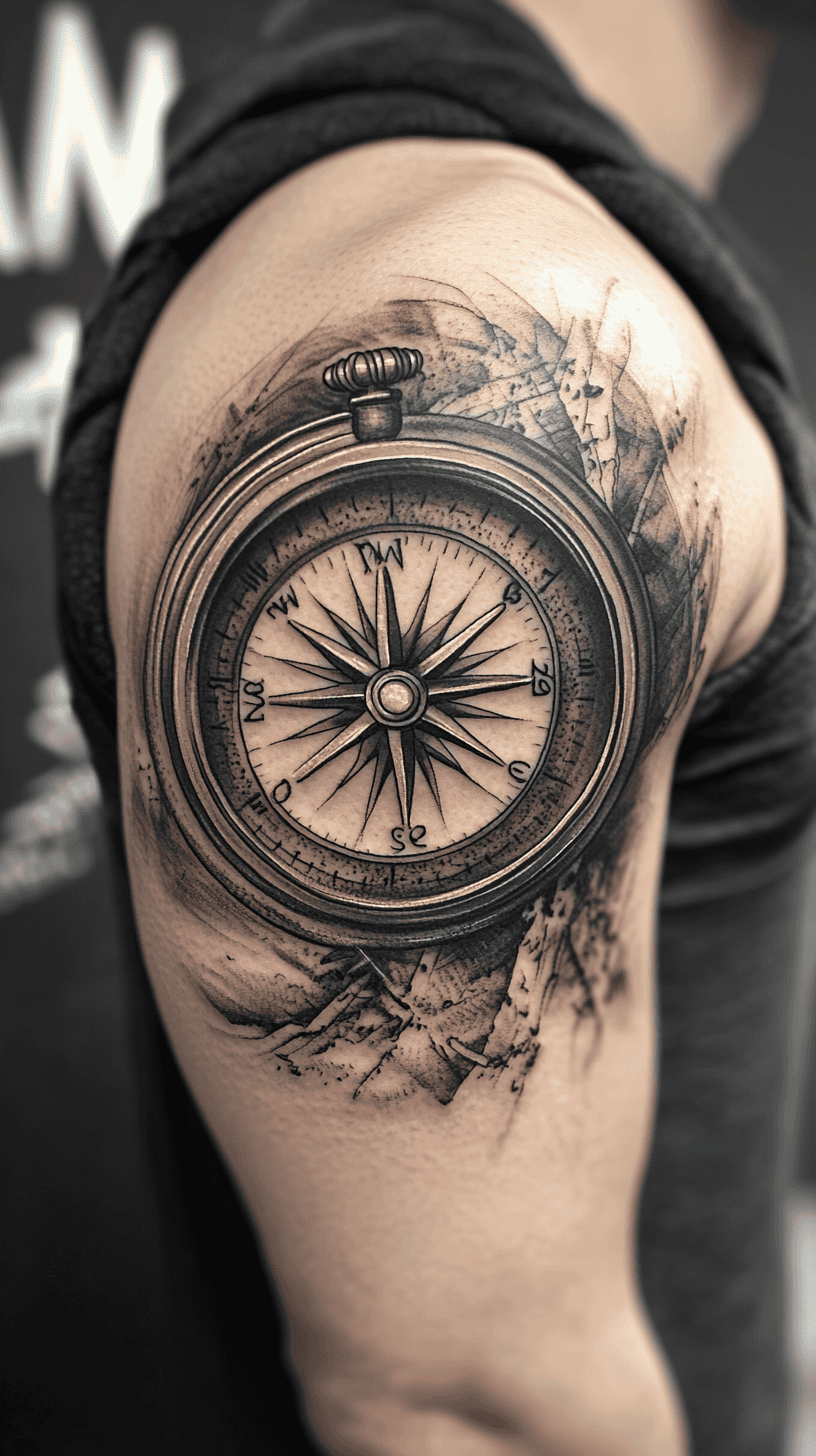 Nautical Compass Ink Unlock Your Next Ink: 25 Epic Upper Arm Tattoo Ideas for Men